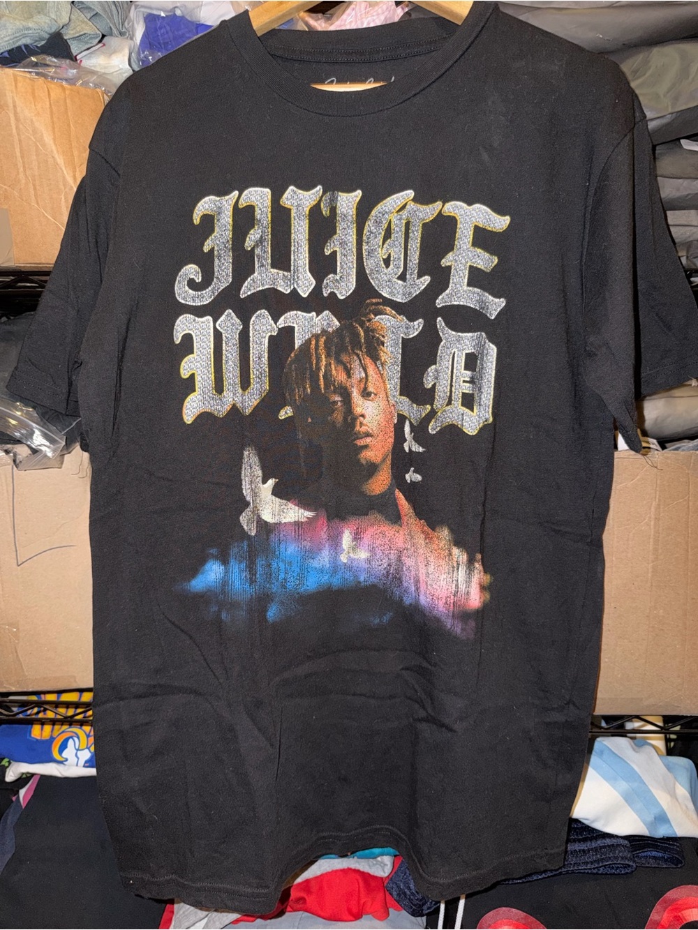 Men’s Juice Wrld Black Tshirt Passing Memorial Rap Tee Size Large